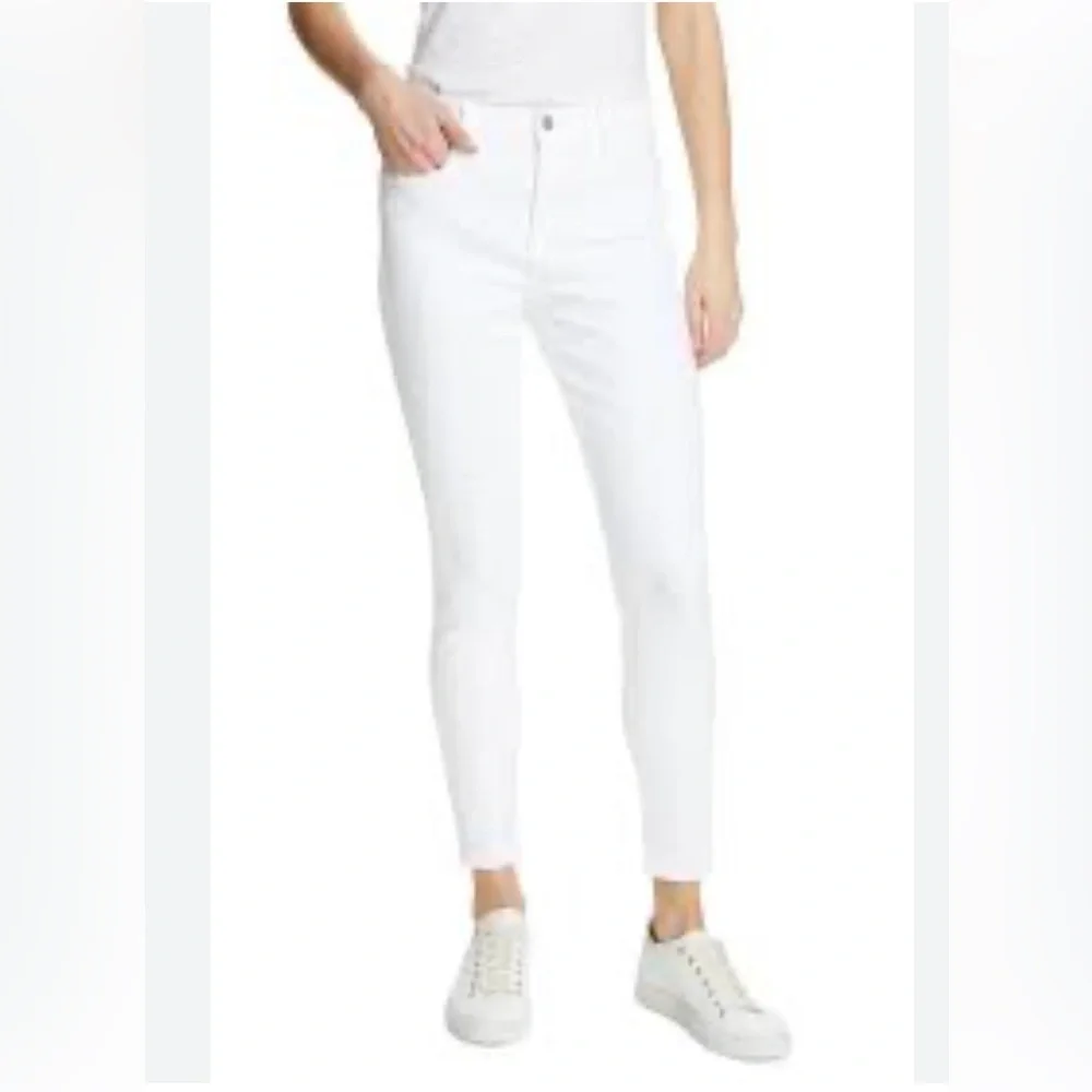 J Crew Jeans Womens 33 Skinny Leg‎ White Denim Raw Cuff High Rise 33x26” NWT